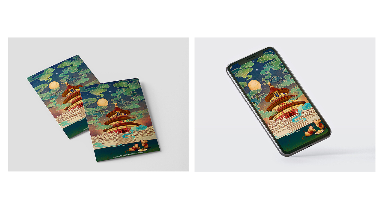 鼠年 节日插画 (元宵节/中秋节)