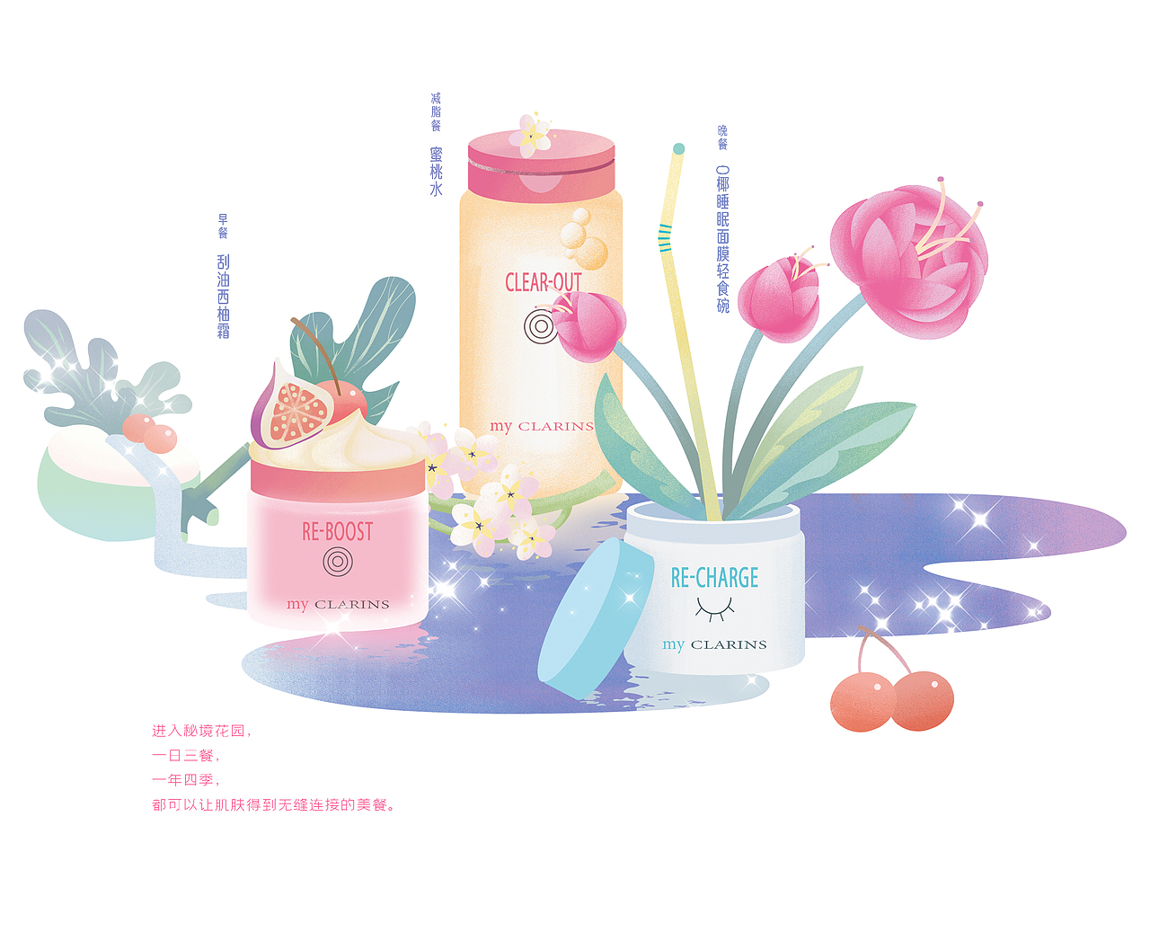 # my CLARINS 尋找天然好食肌—肌膚美食之旅（圖ZMjk4MzE5OTcy） - 海報 - 站酷設(shè)計師薔薇幽境Hy原創(chuàng)素材 - 站酷ZCOOL