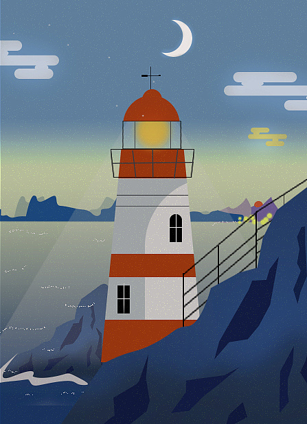 灯塔与海|插画|艺术插画|fengxiaosi - 临摹作品 - 站酷 (zcool)