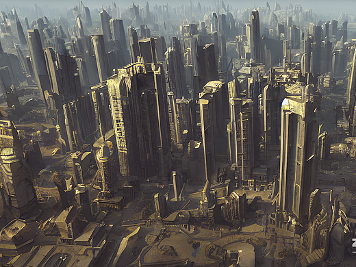 #AI创作实验室#人类，城市，科幻