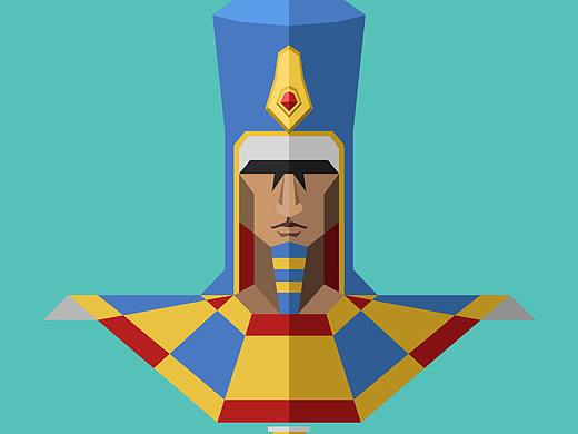 扁平插画-埃及法老