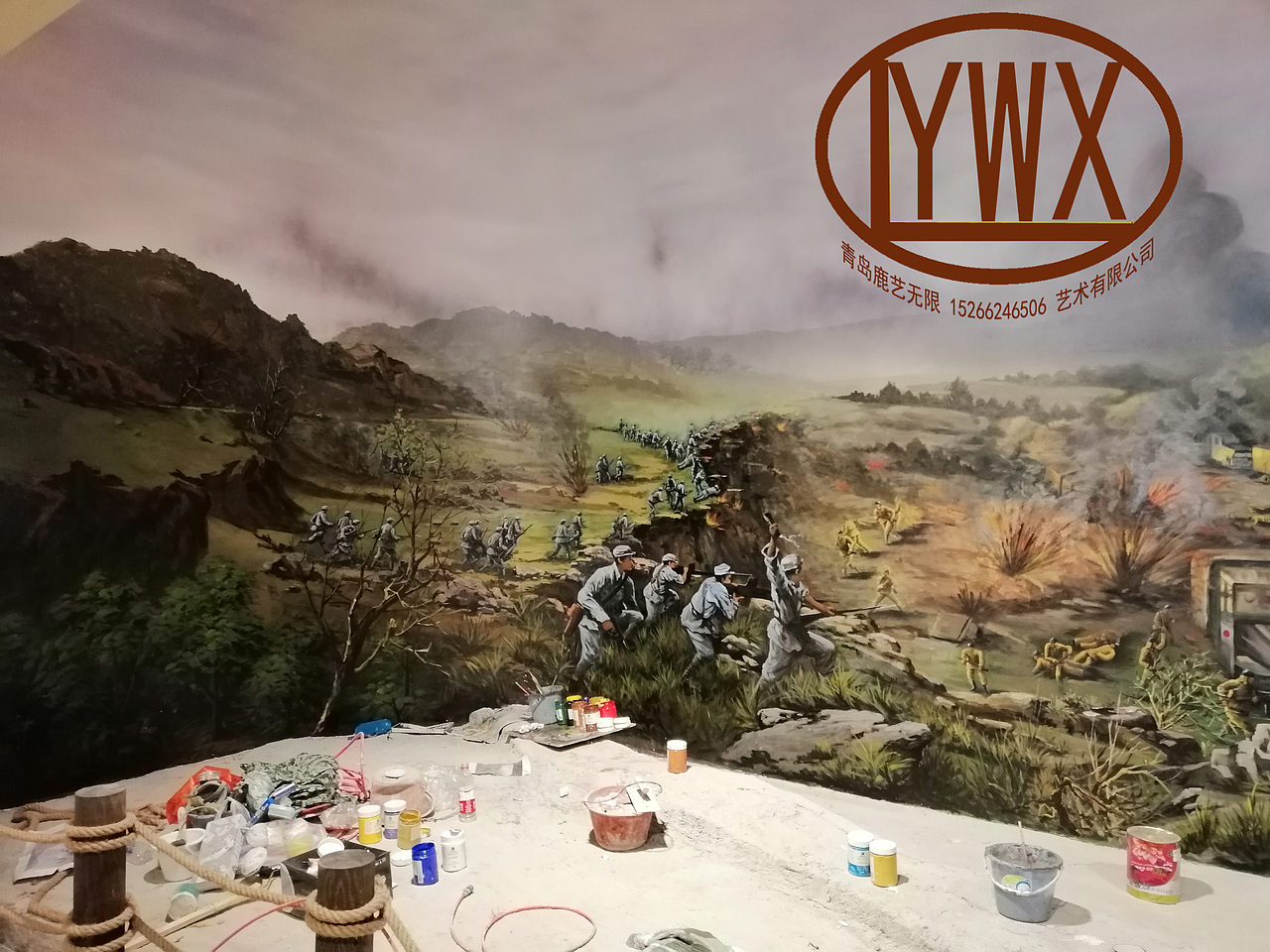 战争壁画场景油画创作