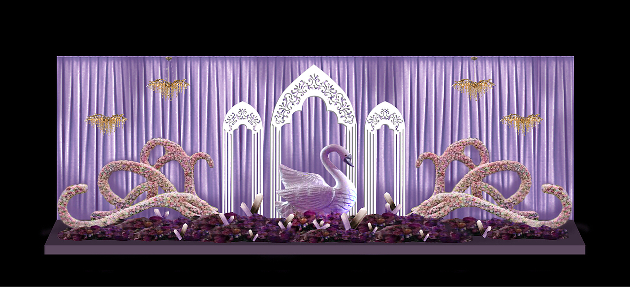 婚礼设计—平面效果图（紫色天鹅梦幻婚礼）（图ZNTU3ODAwNjg=） - 其他平面 - 站酷设计师ceciliahu原创素材 - 站酷ZCOOL