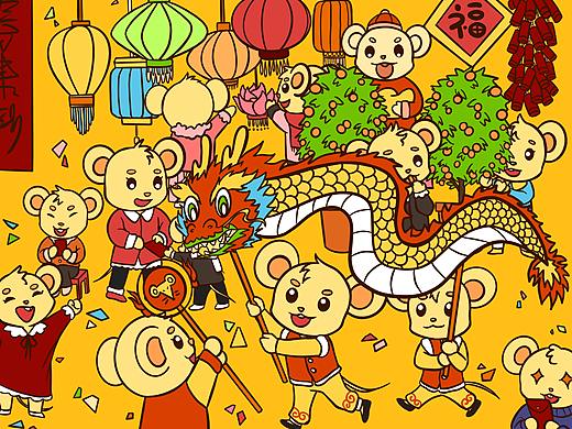 娃哈哈八宝粥 鼠年南北礼盒 包装插画