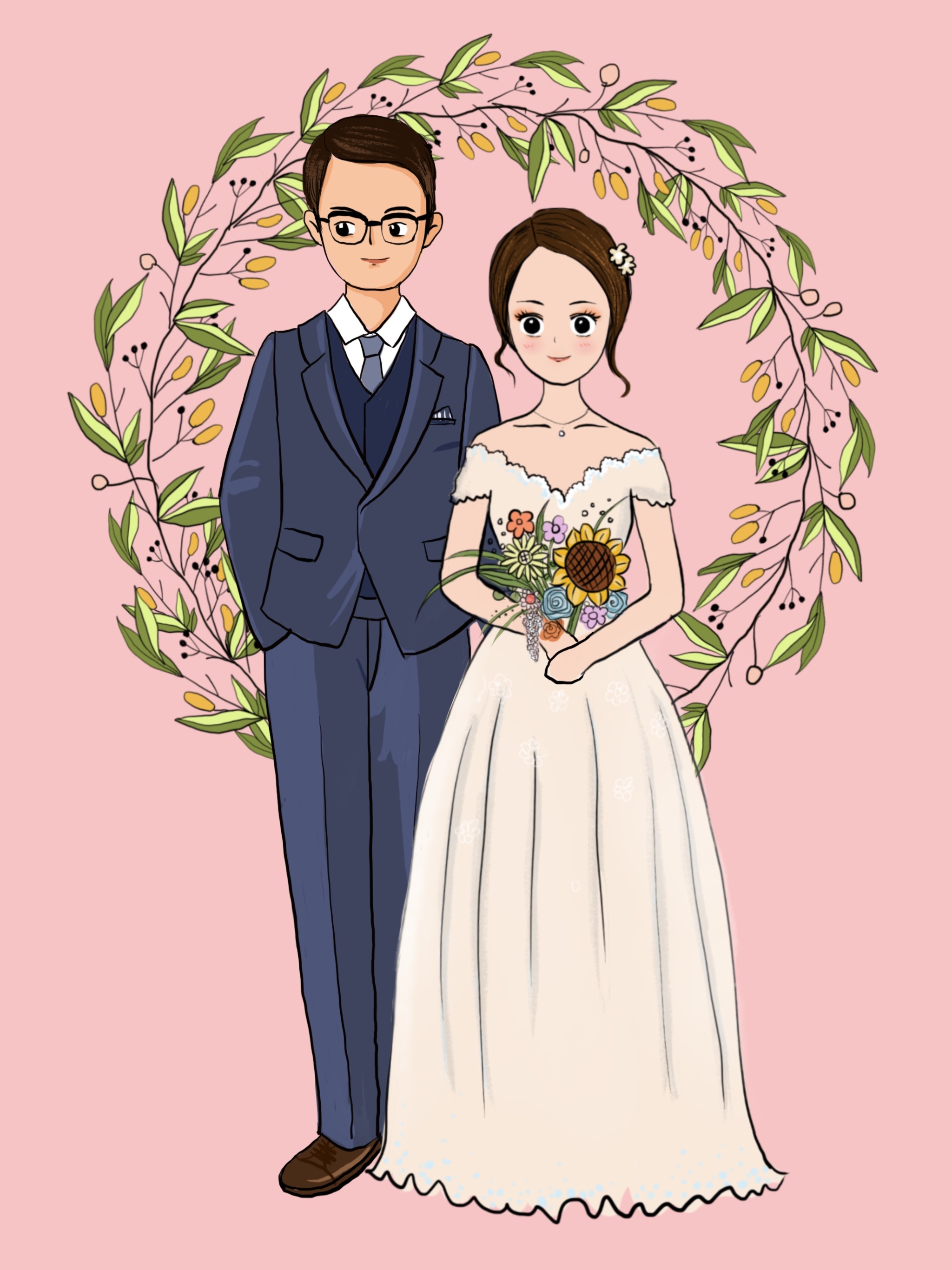 结婚贺图(二)|插画|商业插画|当初子不语 - 原创作品 - 站酷 (zcool)