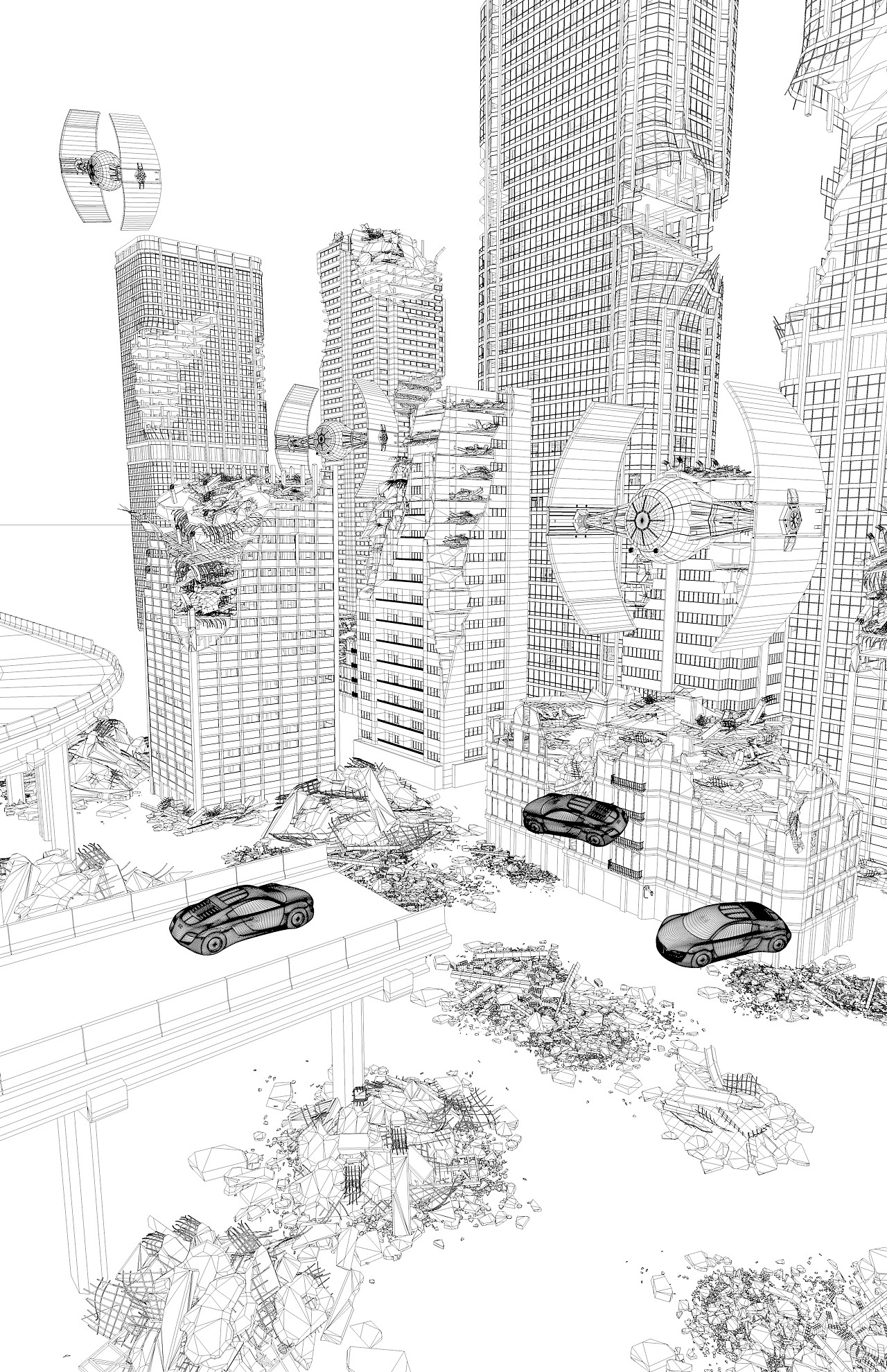 C4D《未來(lái)城廢墟》（圖ZMTcxNzczNzEy） - 場(chǎng)景 - 站酷設(shè)計(jì)師本吾原創(chuàng)素材 - 站酷ZCOOL