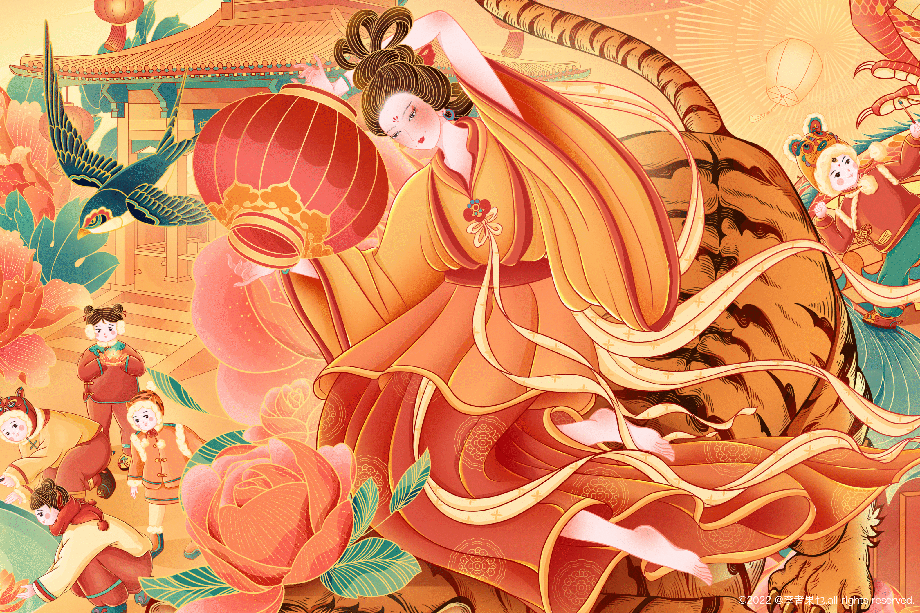 福虎迎春-新年贺图（图ZMjg0ODA3OTA0） - 商业插画 - 站酷设计师李者果也原创素材 - 站酷ZCOOL