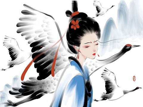 孤云將野鶴 豈向人間?。▊€(gè)人主頁-ZNjM1NTM0MDA=） - 商業(yè)插畫 - 站酷設(shè)計(jì)師懶人晨原創(chuàng)素材 - 站酷ZCOOL