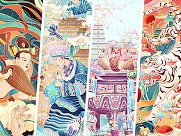 近期国潮风插画合集：敦煌/蜡染/小雪/春节主题插画