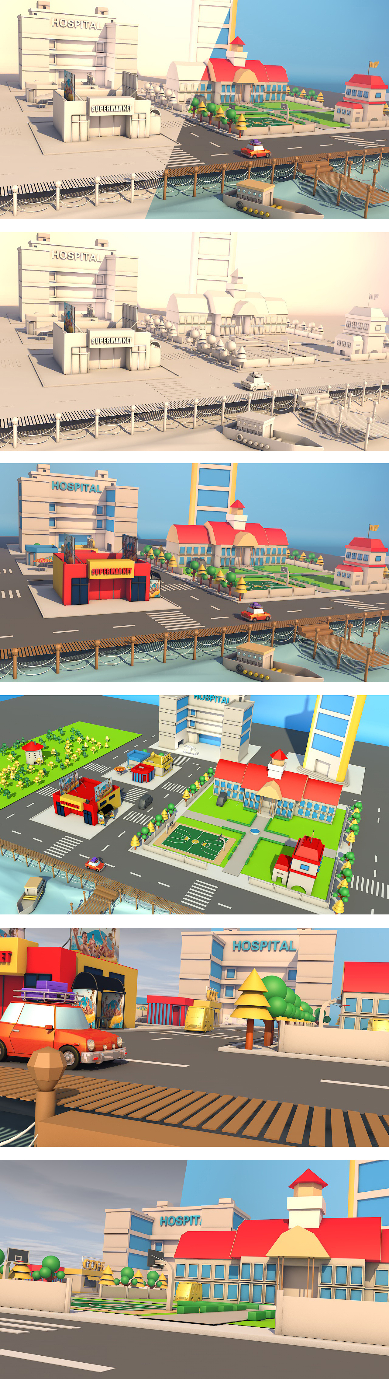 C4D 小城镇建模（图ZMjAxMzk0NjUy） - 场景 - 站酷设计师宫禅谦原创素材 - 站酷ZCOOL