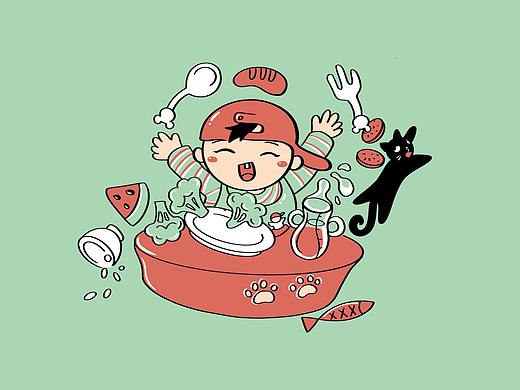 吃饭如种地的小朋友必须要戴个饭兜兜吖（个人主页-ZNDA1NTc5NjA=） - 儿童插画 - 站酷设计师王大帅侠原创素材 - 站酷ZCOOL