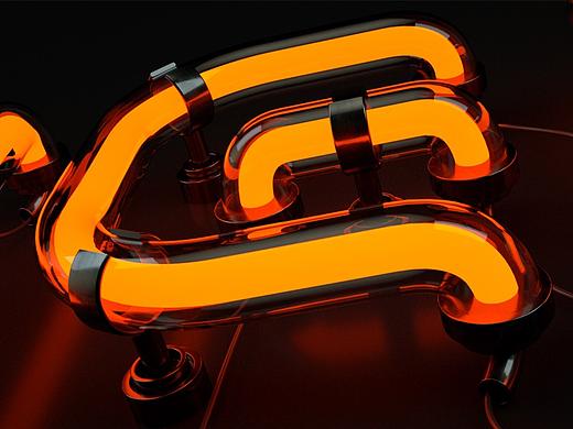 C4D灯管字