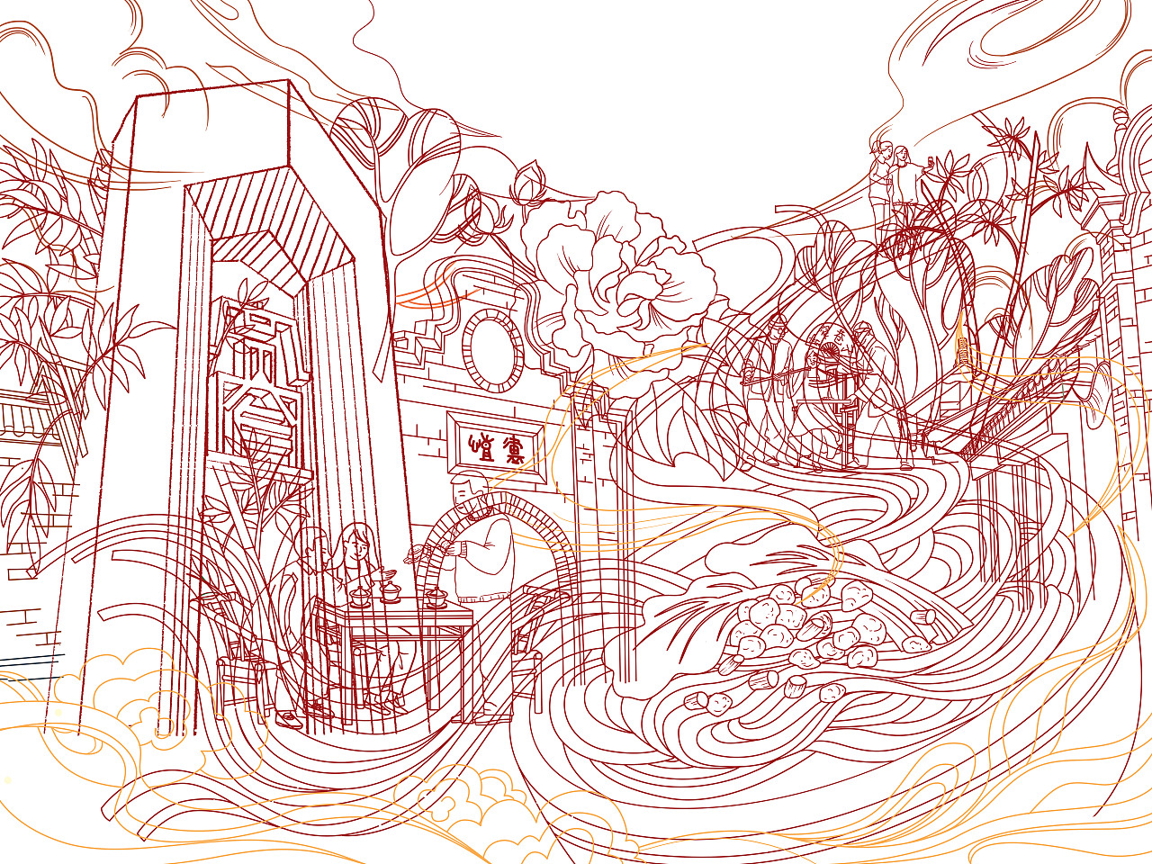 城市主题———成都宽窄巷子（图ZMjQ3ODM1NzQ4） - 新锐潮流插画 - 站酷设计师强壮的病猫li原创素材 - 站酷ZCOOL