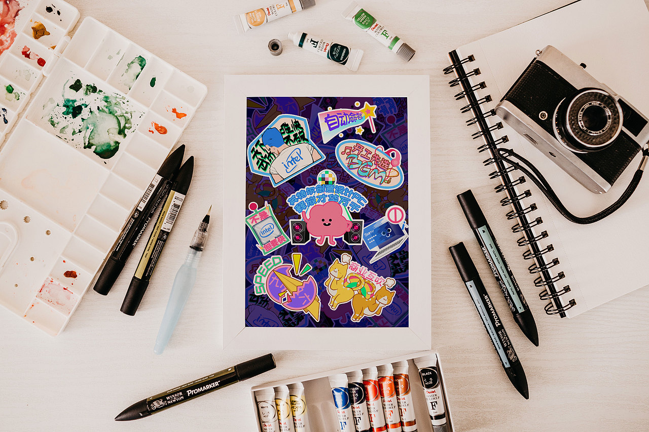 英特尔创意设计PC 释放才华万千 贴纸设计大赛（图ZMTcyNjAwODYw） - 艺术插画 - 站酷设计师AshinWong原创素材 - 站酷ZCOOL