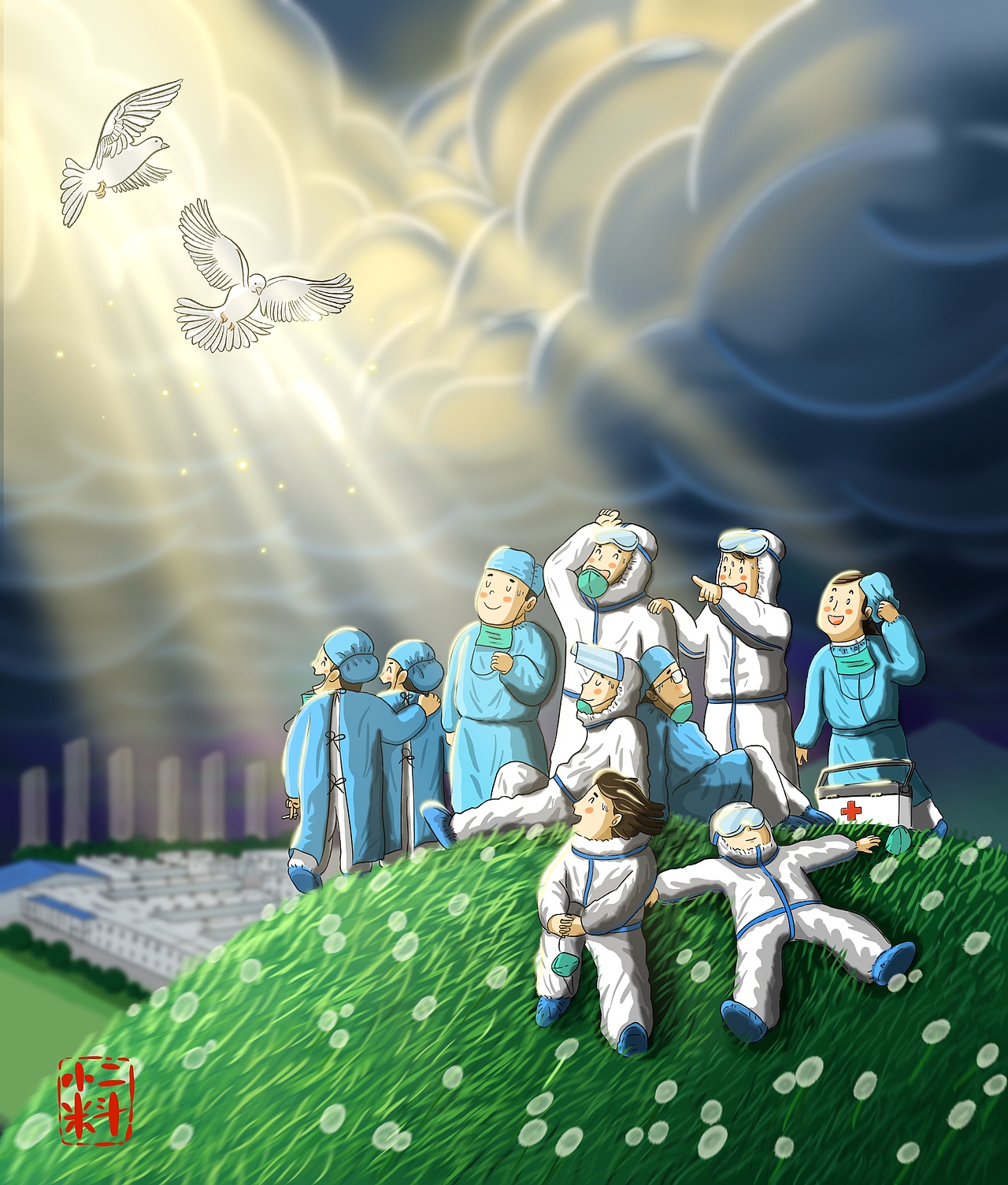 春回大地，陽光中間驅(qū)散陰霾（圖ZMjAyOTc4MDQ0） - 商業(yè)插畫 - 站酷設計師二斗小米原創(chuàng)素材 - 站酷ZCOOL