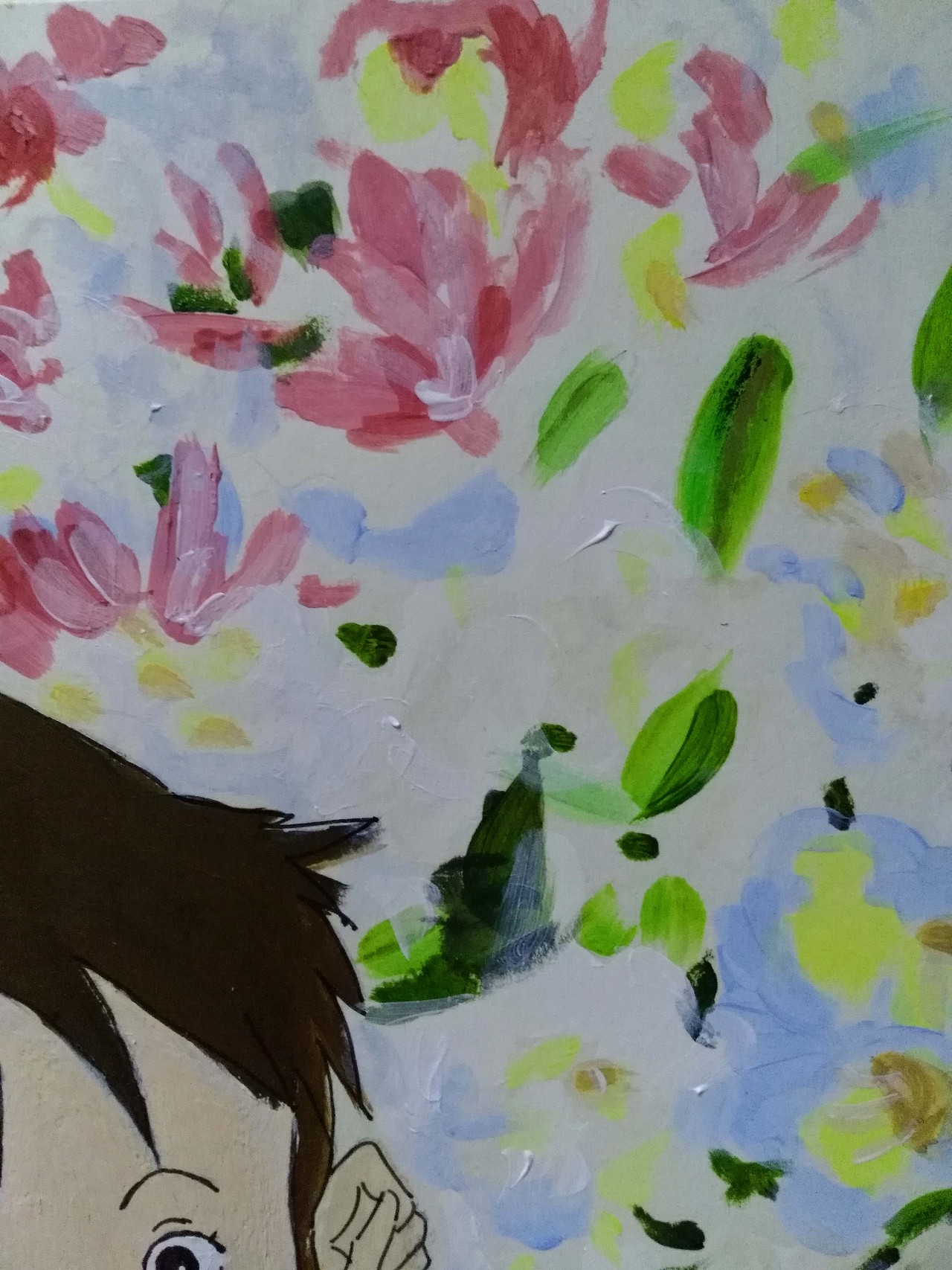 《千与千寻》之花丛中奔跑的千寻 丙烯画（图ZMTE3ODY3MzYw） - 绘画 - 站酷设计师串线景天原创素材 - 站酷ZCOOL