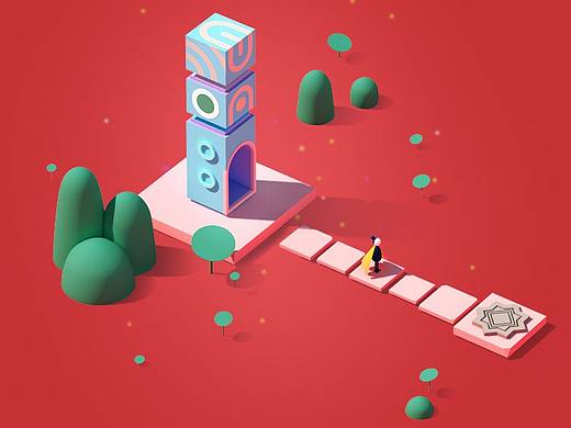 C4D 练习与制作纪念碑谷2场景（个人主页-ZMjgzNTU1Mjg=） - 海报 - 站酷设计师小鹿GO原创素材 - 站酷ZCOOL