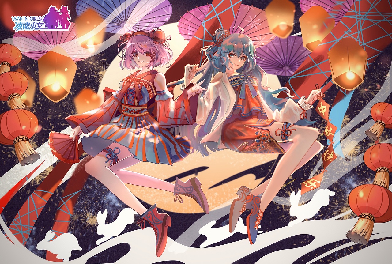 中秋节 国风少女（图ZMTk3Njg5NTI0） - IP形象 - 站酷设计师叉休原创素材 - 站酷ZCOOL