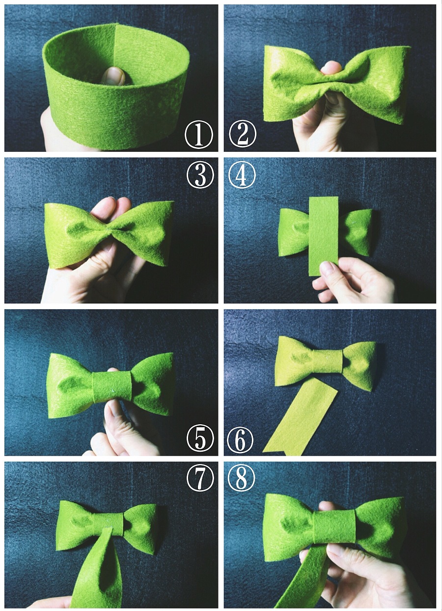 蝴蝶结做的双色双层,但是忘记拍照,用单层不织布另外补的过程示意