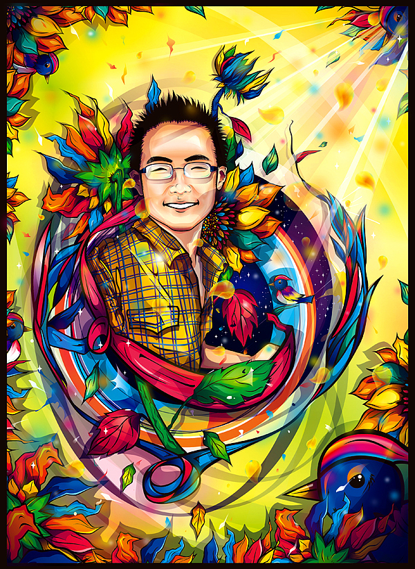 【CDR伪教程】种在向日葵里的男孩偏写实人物插画过程（图ZMTA4OTgyMDA=） - 创作习作 - 站酷设计师chapel陈原创素材 - 站酷ZCOOL