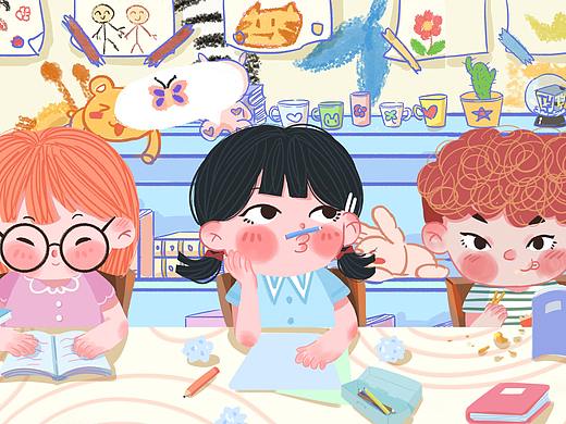 教室里（个人主页-ZNDIxMDU1MTY=） - 儿童插画 - 站酷设计师米线儿1128原创素材 - 站酷ZCOOL