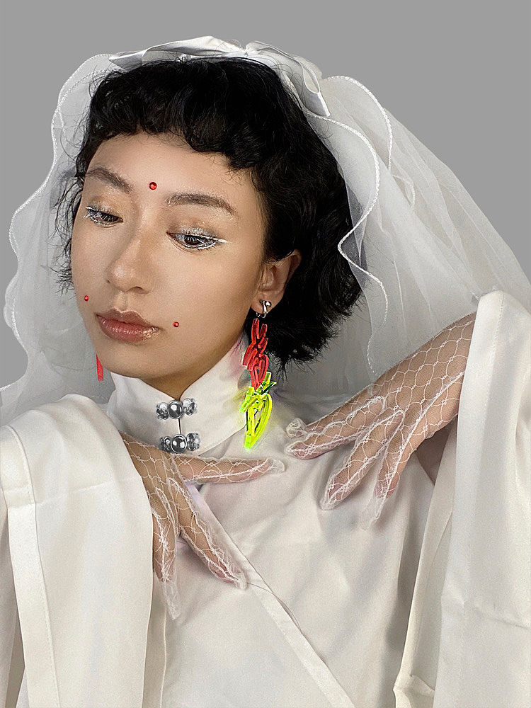 囍宴1️⃣-万圣节暗黑中国风来袭，文字耳饰（图ZMjI4Nzg4ODM2） - 首饰设计 - 站酷设计师电子糖部_嗷嘶原创素材 - 站酷ZCOOL