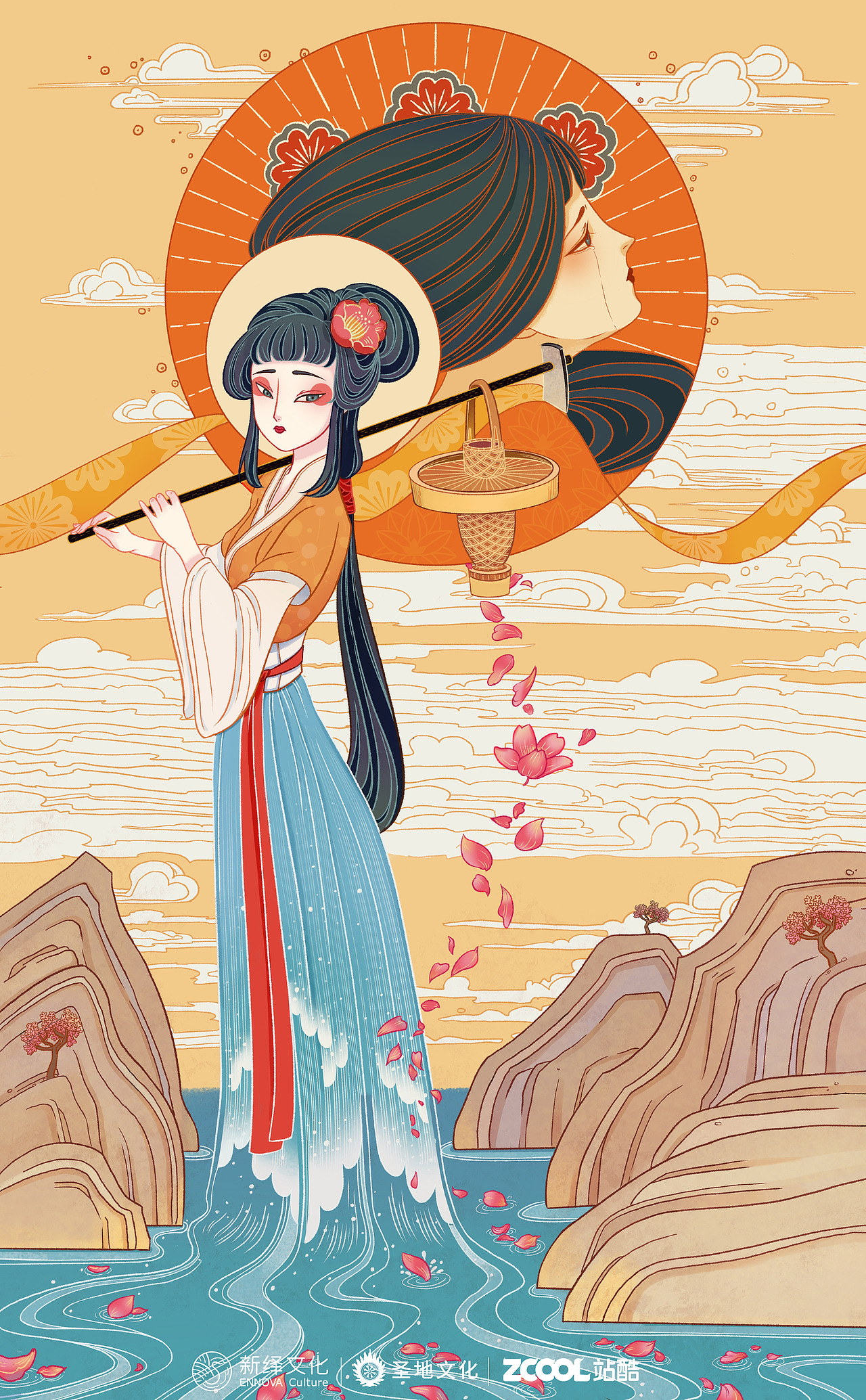 红楼梦之黛玉葬花（图ZMzA2OTQ1NTQ4） - 商业插画 - 站酷设计师村花一枚原创素材 - 站酷ZCOOL