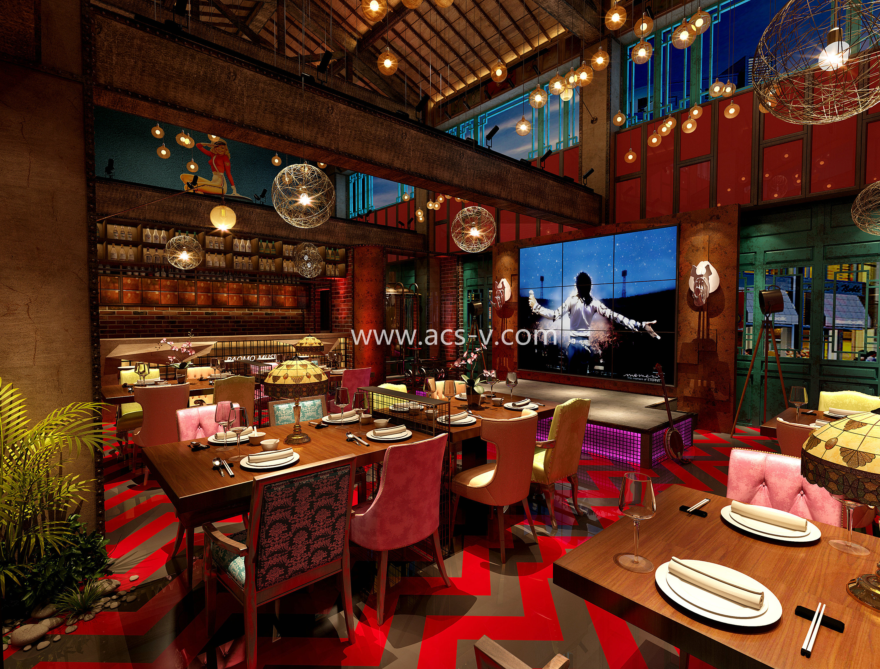 当波普风遇上中式古城--丽江泡沫音乐酒馆主题餐厅设计