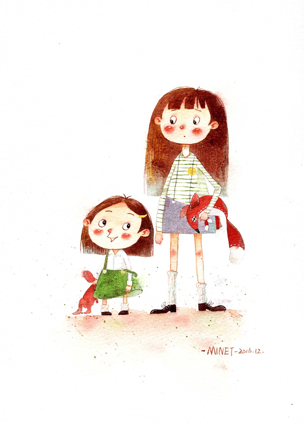 我们家的姐姐妹妹|插画|儿童插画|大红花DORIS - 原创作品 - 站酷 (ZCOOL)