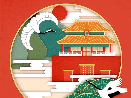 中国风剪纸插画