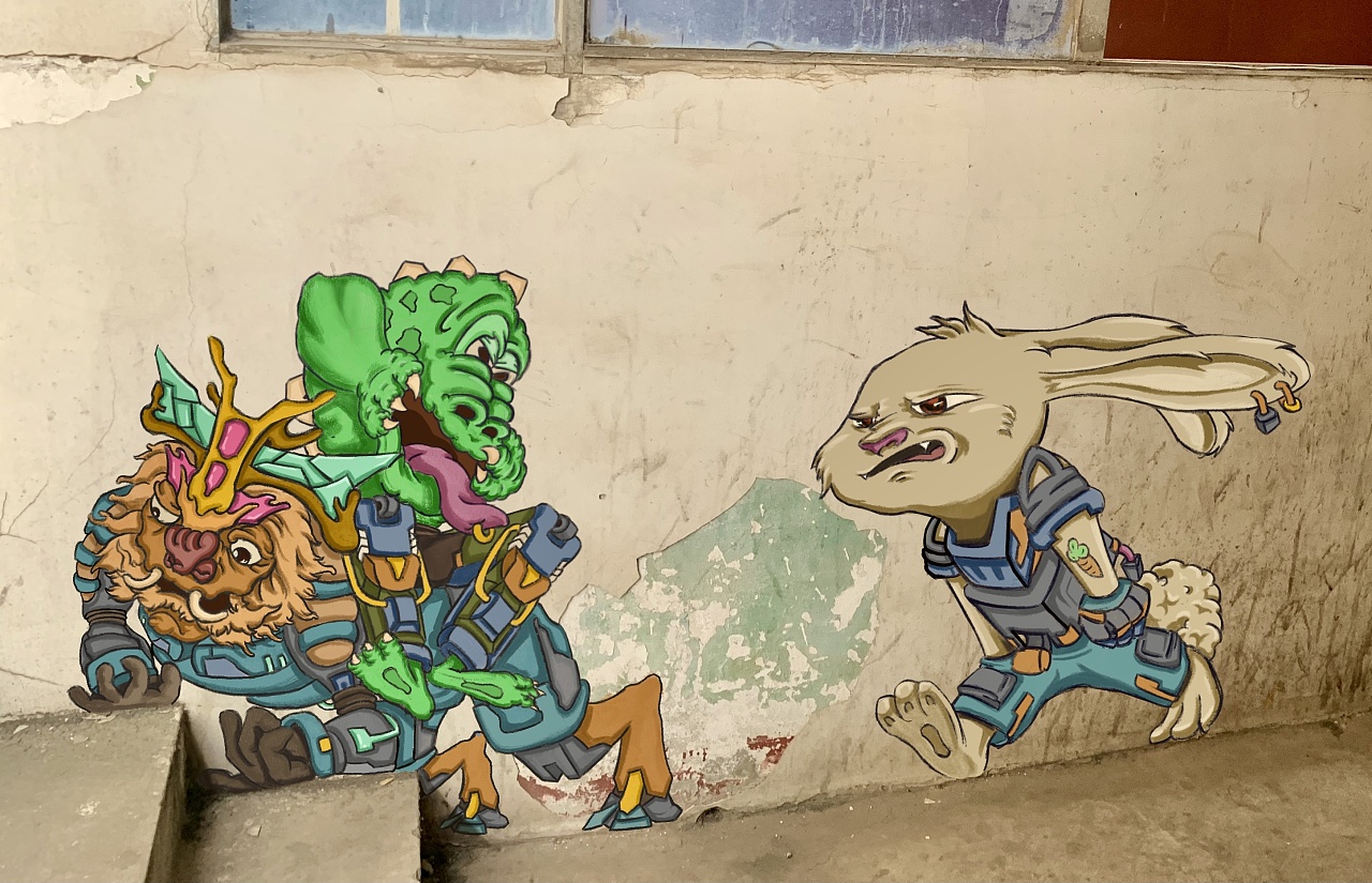 小鳄鱼20校园改造项目墙绘风格板绘