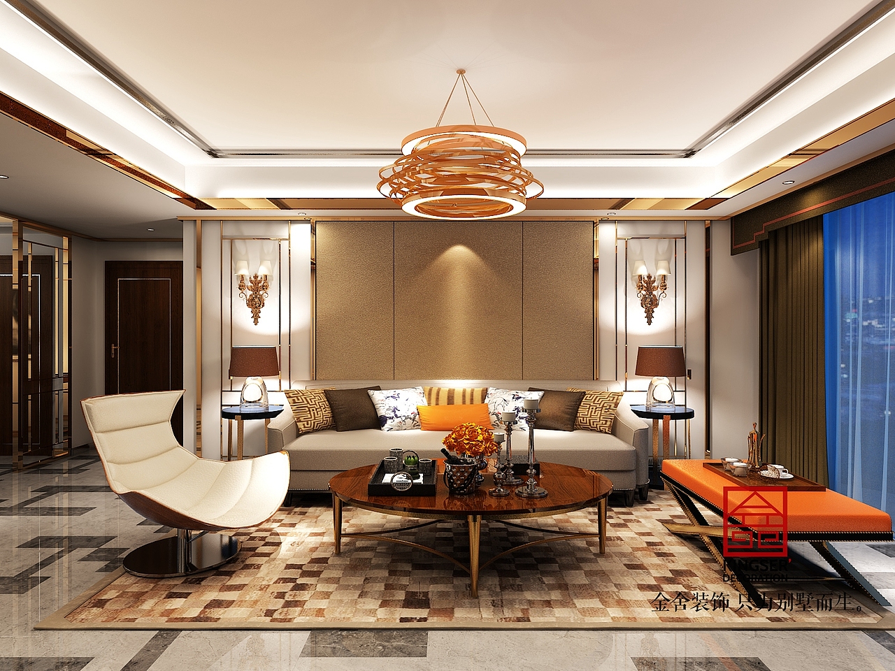 石家庄中冶德贤公馆143平米现代风格装修效果图