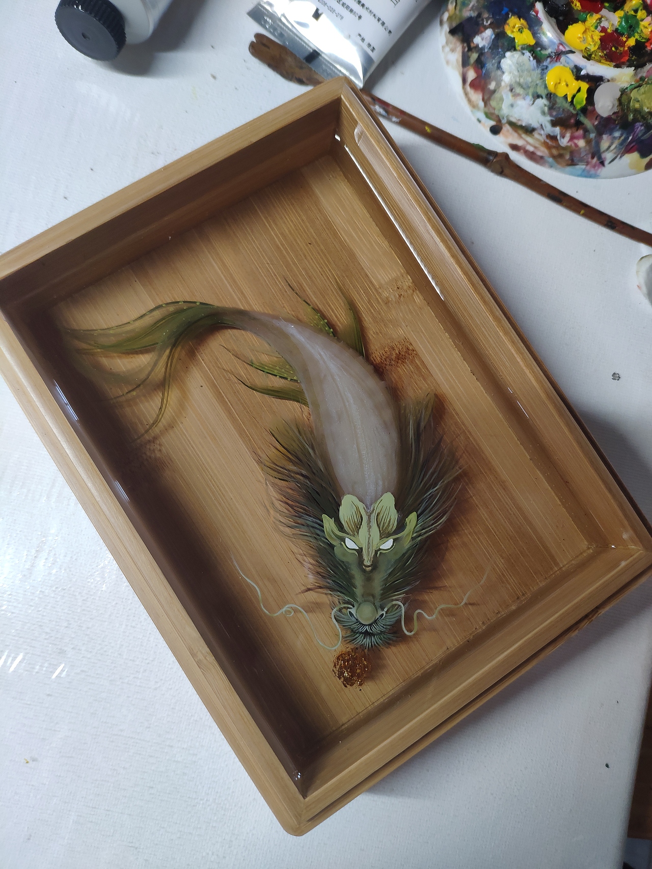 《鳌鱼》《遛浪地球》四月树脂画（图ZMjA1NjY2MDk2） - 其他手工艺 - 站酷设计师跃然脂上原创素材 - 站酷ZCOOL