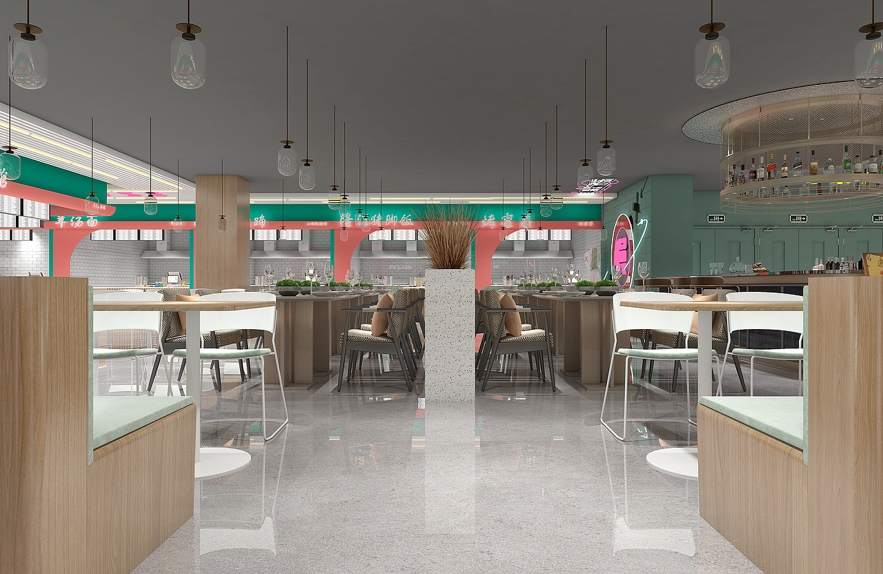 朔州市朔城区美都汇美食广场效果图展示（图ZMjg5NDI2NzA0） - 酒店餐饮设计 - 站酷设计师Adavisu原创素材 - 站酷ZCOOL