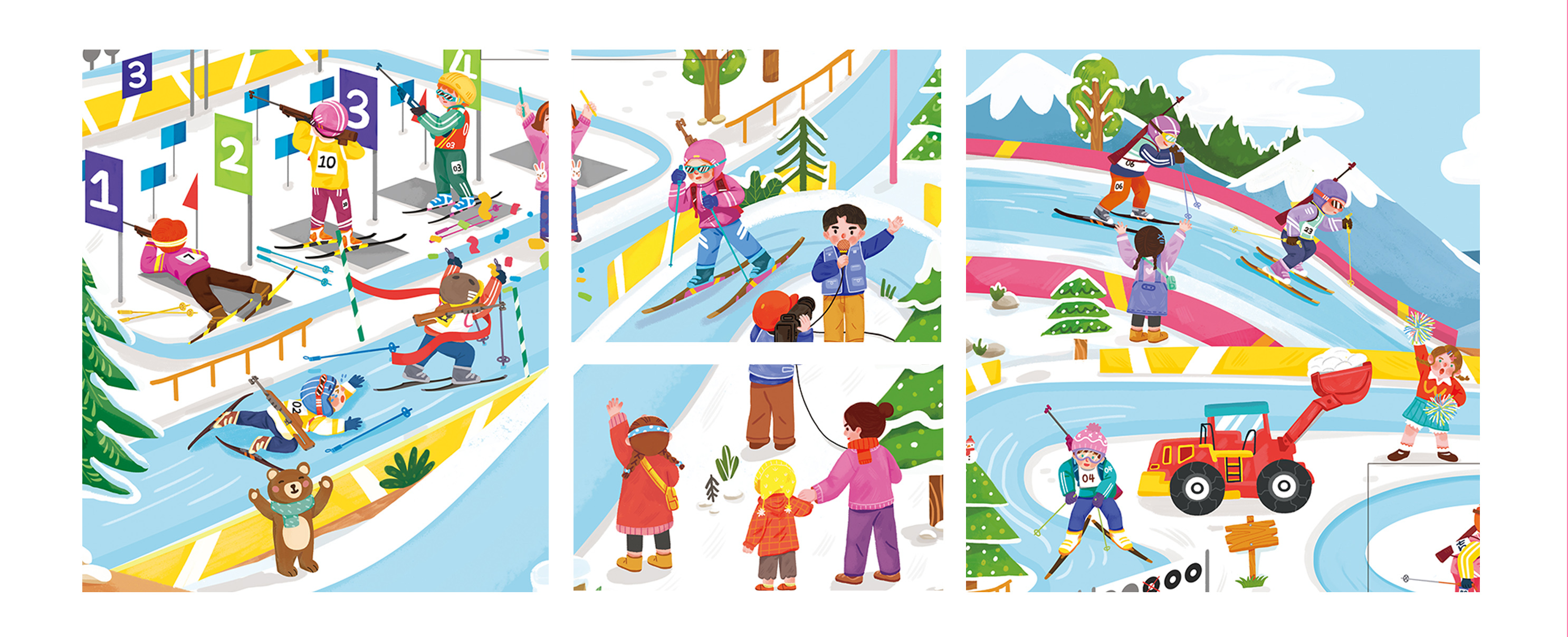 冬奥会冰雪运动插画绘本海报