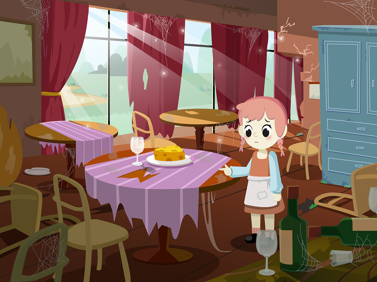 荒废的餐厅|插画|儿童插画|你可以叫我阿峰_原创作品-站酷zcool