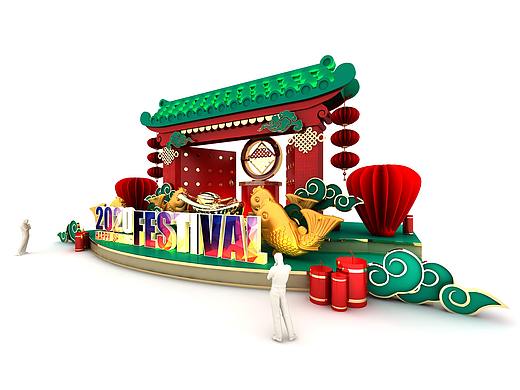 大连某地产2020园区春节美陈装饰设计