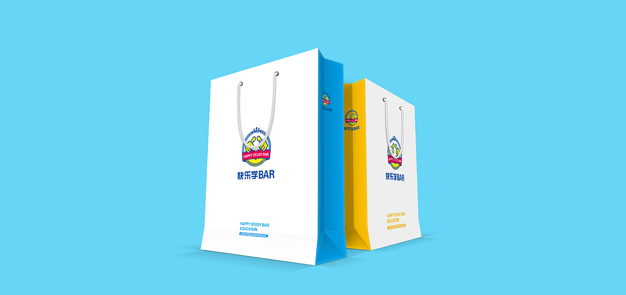 快乐学BAR教育品牌标志LOGO设计VIS设计品牌形象