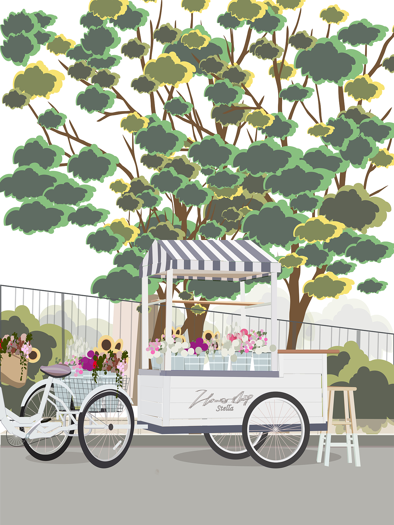 插画系列2+交通工具+花（图ZMTc2NDc1NjQ0） - 创作习作 - 站酷设计师陈二姐的故事原创素材 - 站酷ZCOOL