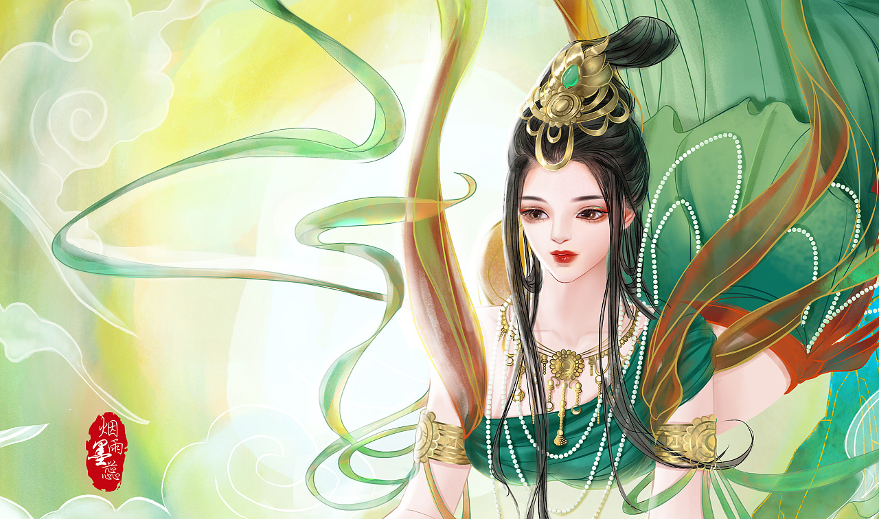 敦煌古风女子|插画|创作习作|烟雨墨蕊 - 原创作品 - 站酷 (zcool)