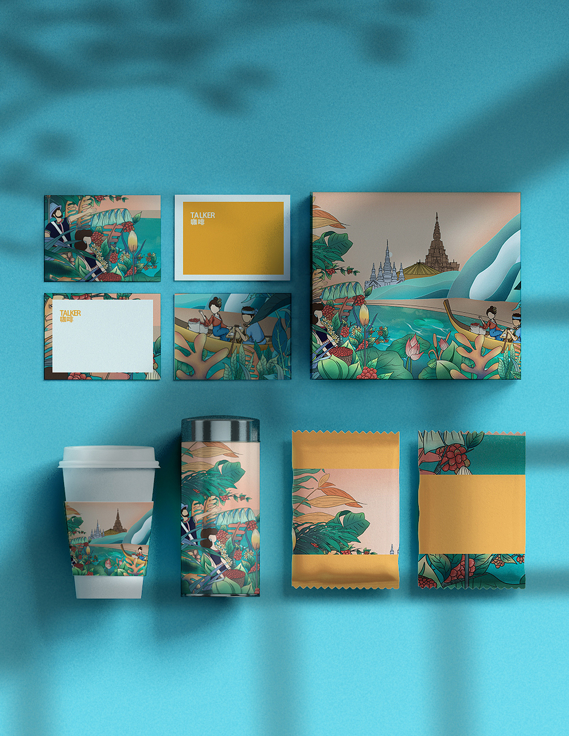 手绘民族风咖啡包装|插画|创作习作|小丫头李汉丹 - 原创作品 - 站酷