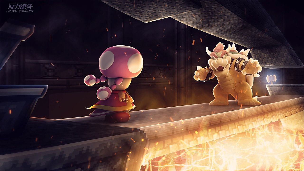 马里奥同人壁纸《奇诺比珂-vs-鲍泽库巴》 _原力总督-站酷zcool
