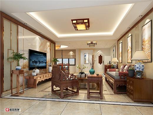 贵阳保利温泉新城四室三厅新中式风格装修设计鉴赏！