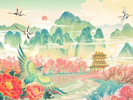 永乐宫插画系列——《绿凤凰》