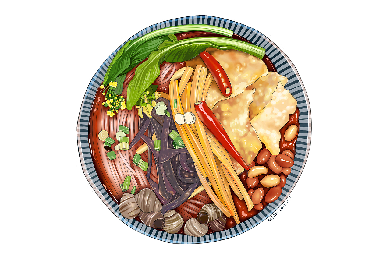 螺蛳粉(板绘,照片二次元)