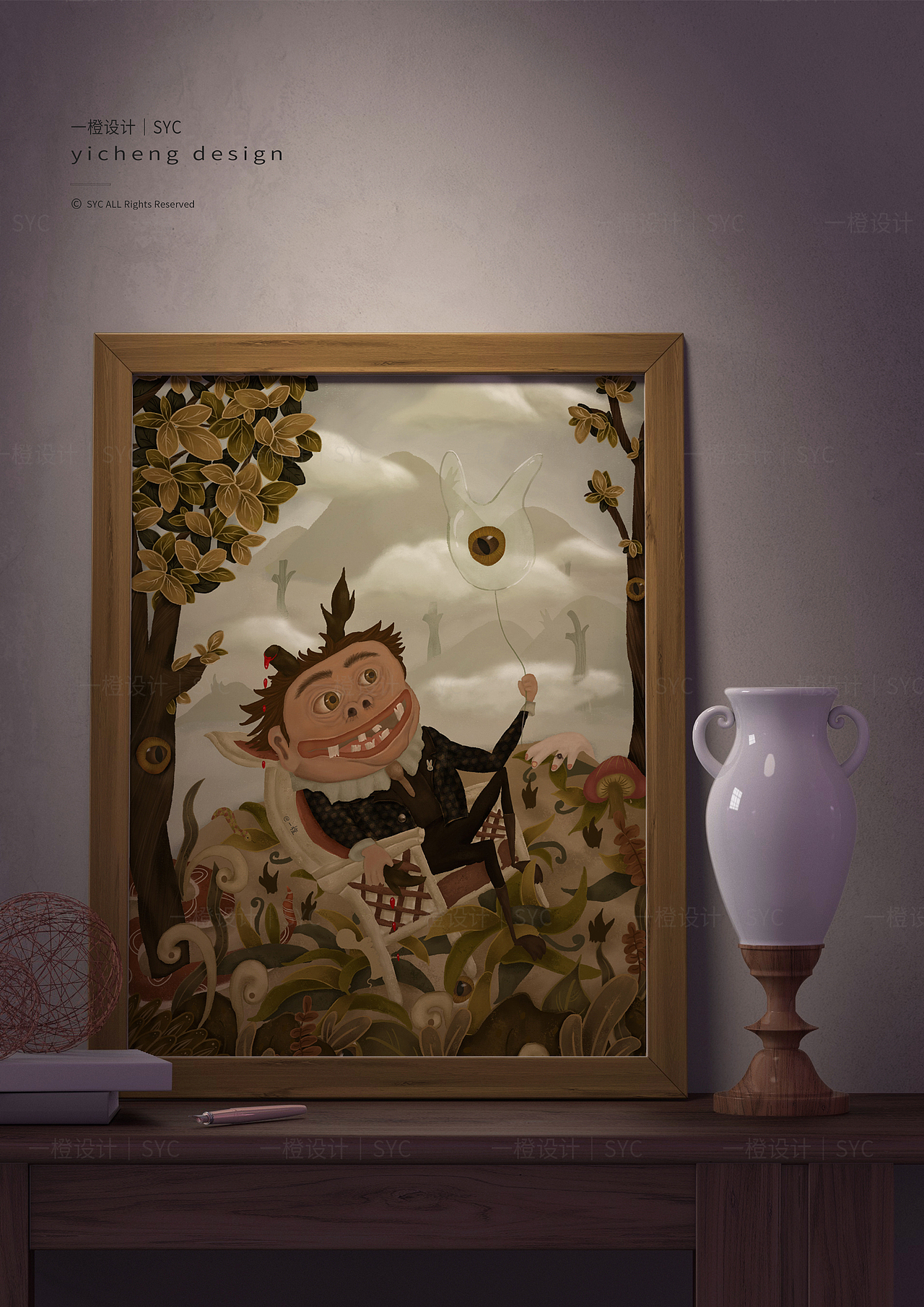 纯手绘插画 | 复古怪诞油画风-一颗少女心的大头怪（图ZMjkyNzk2OTE2） - 艺术插画 - 站酷设计师一橙说原创素材 - 站酷ZCOOL