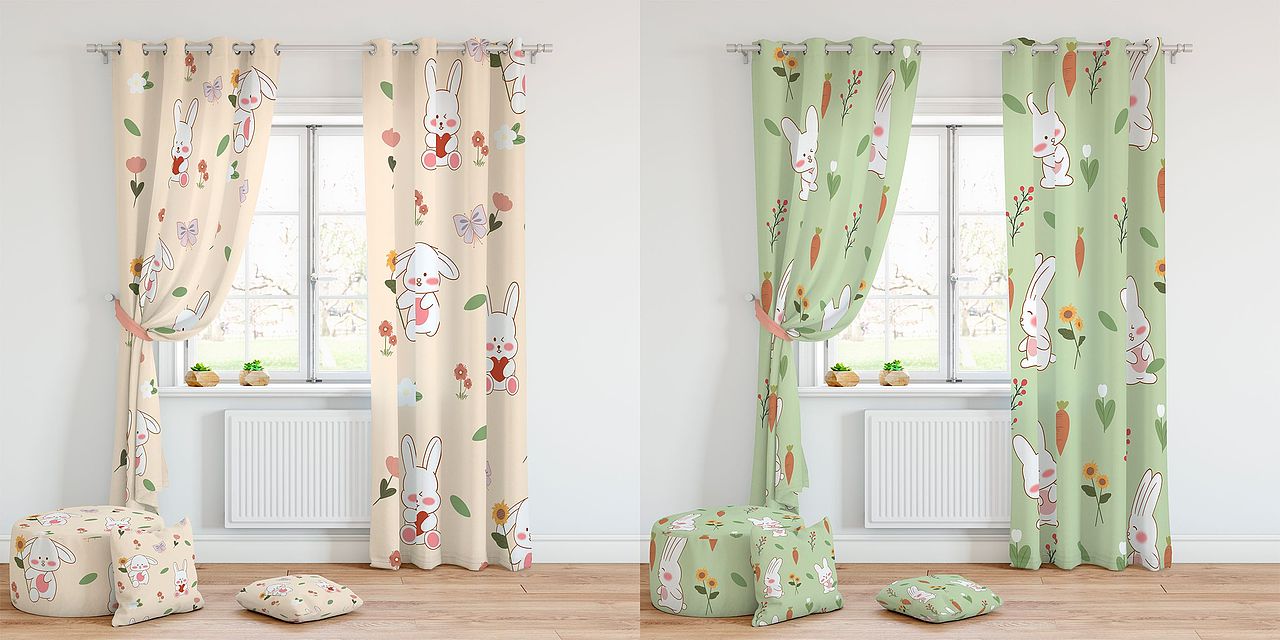 原创可爱小兔子碎花