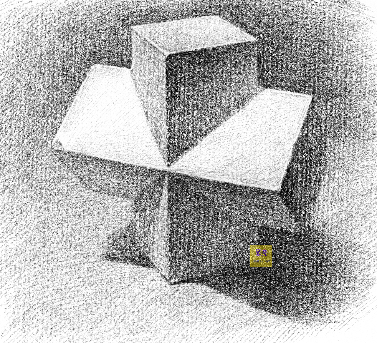 素描几何体十字贯穿体绘画（图ZMzcwMTMxODY0） - 绘画 - 站酷设计师星亮绘画art原创素材 - 站酷ZCOOL