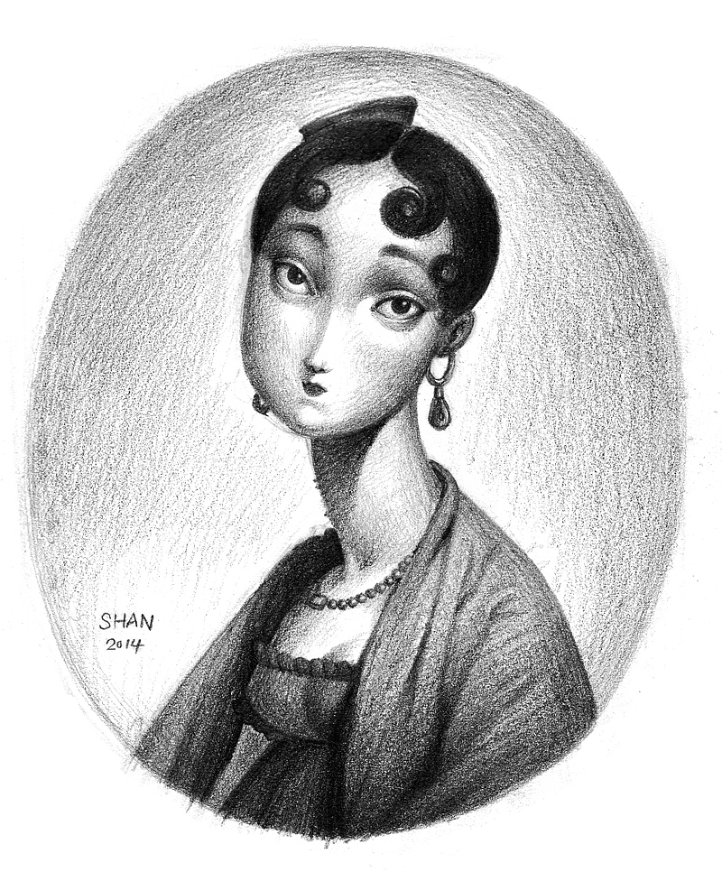 用自己的风格画了一下安格尔的女子肖像