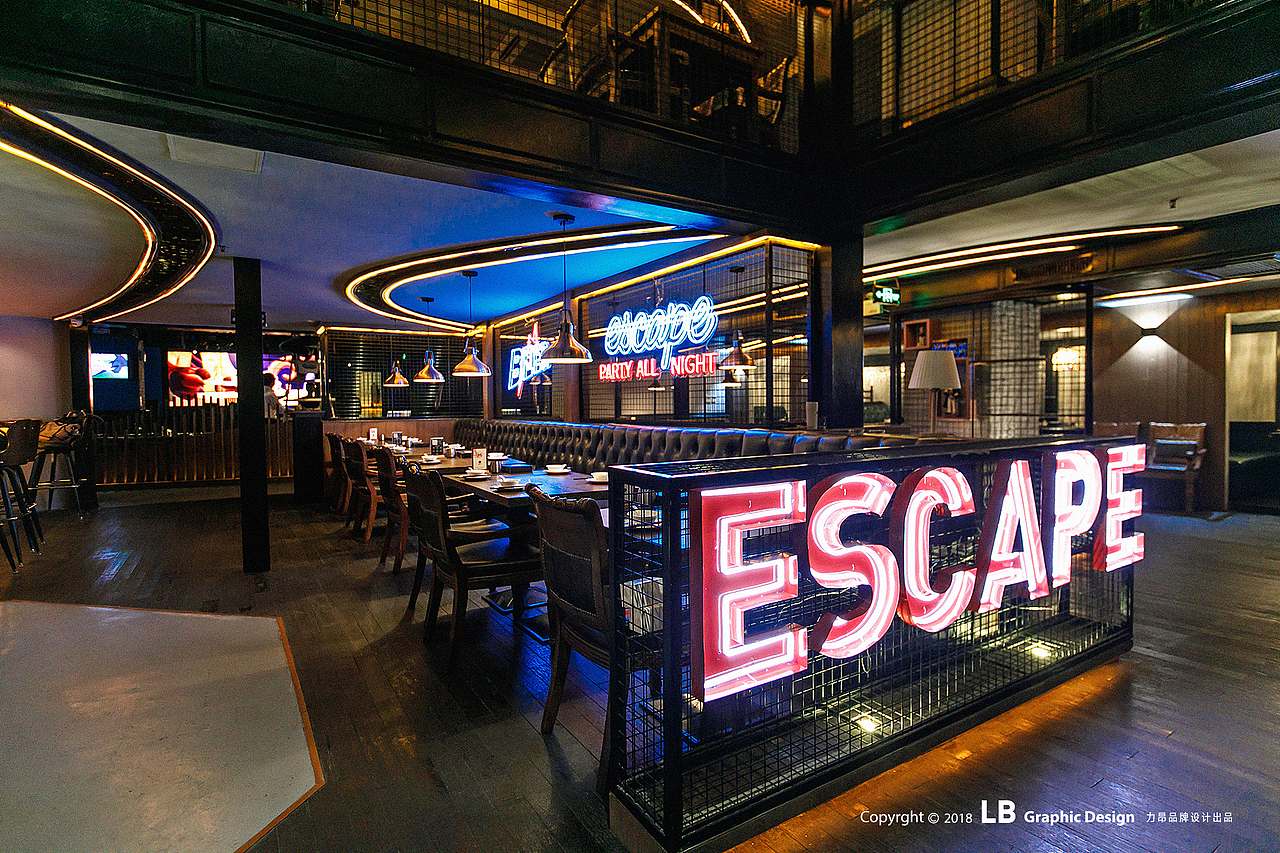 力昂品牌设计 | ESCAPE 逃烤计划餐厅空间设计（图ZMTE4NzE2OTY4） - 家装设计 - 站酷设计师力昂设计原创素材 - 站酷ZCOOL